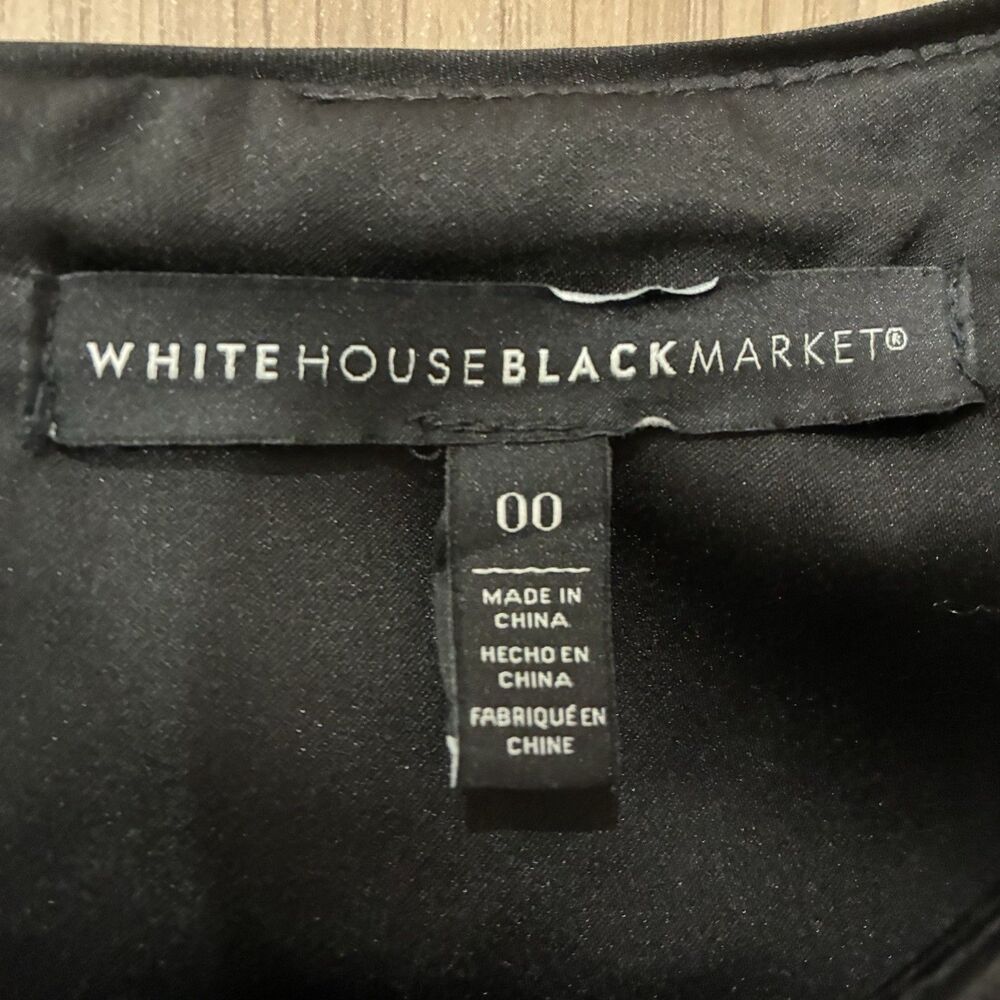 White House Black Market Dress Size 00 Black Fit & Flare Pleated White Insets - Picture 5 of 5